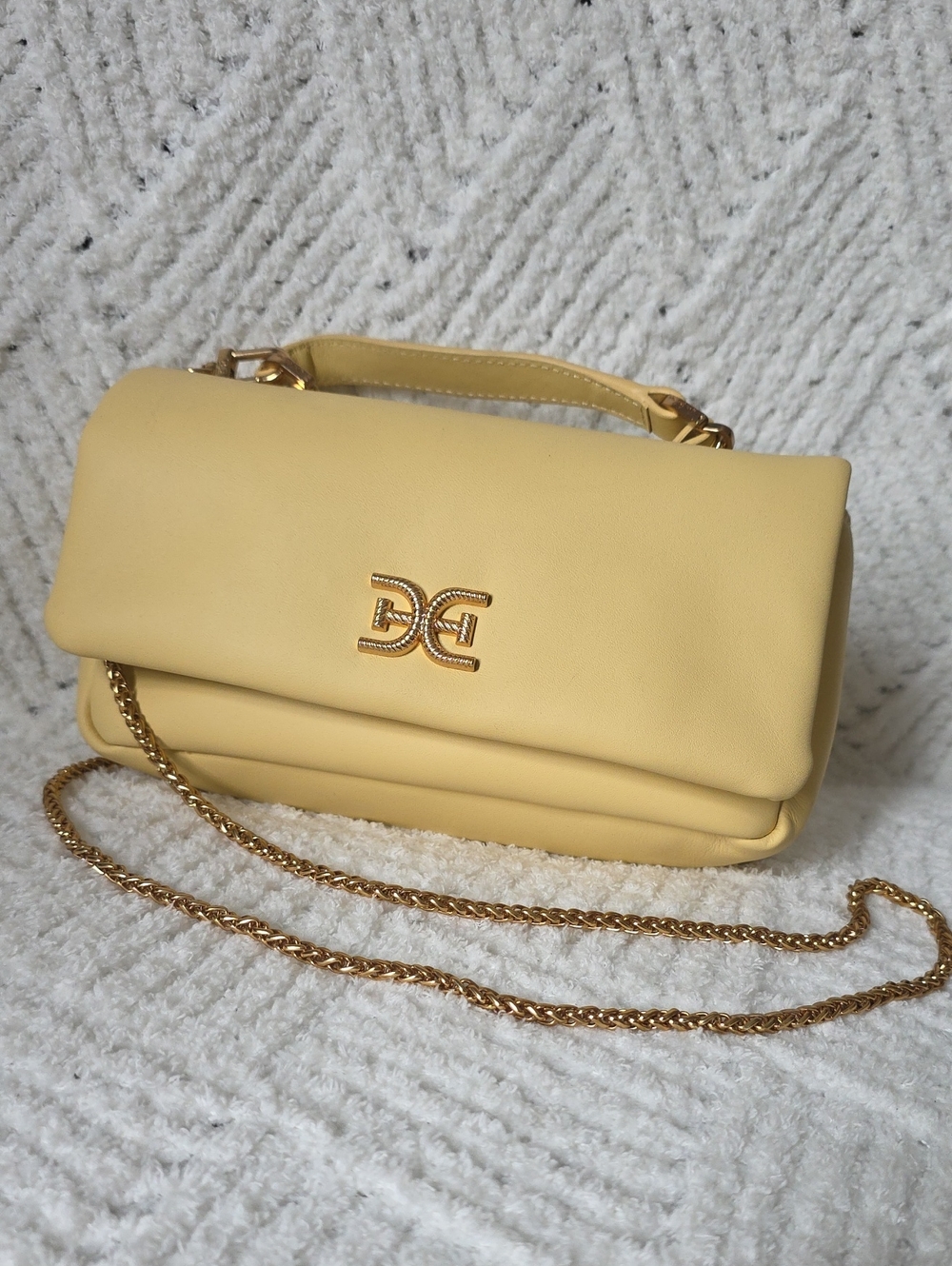 Sam Edelman Pale Yellow Chain-Handle Shoulder Bag